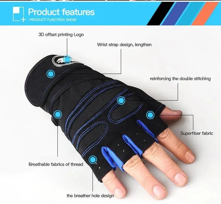 Gym Gloves for Men Women Fitness Weight Lifting Wristband Gloves Body Building Training Sports Exercise Cycling Glove Shockproof - KC’s Way‼️🥊