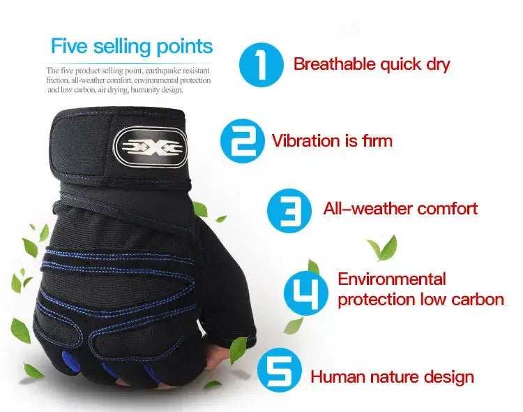 Gym Gloves for Men Women Fitness Weight Lifting Wristband Gloves Body Building Training Sports Exercise Cycling Glove Shockproof - KC’s Way‼️🥊