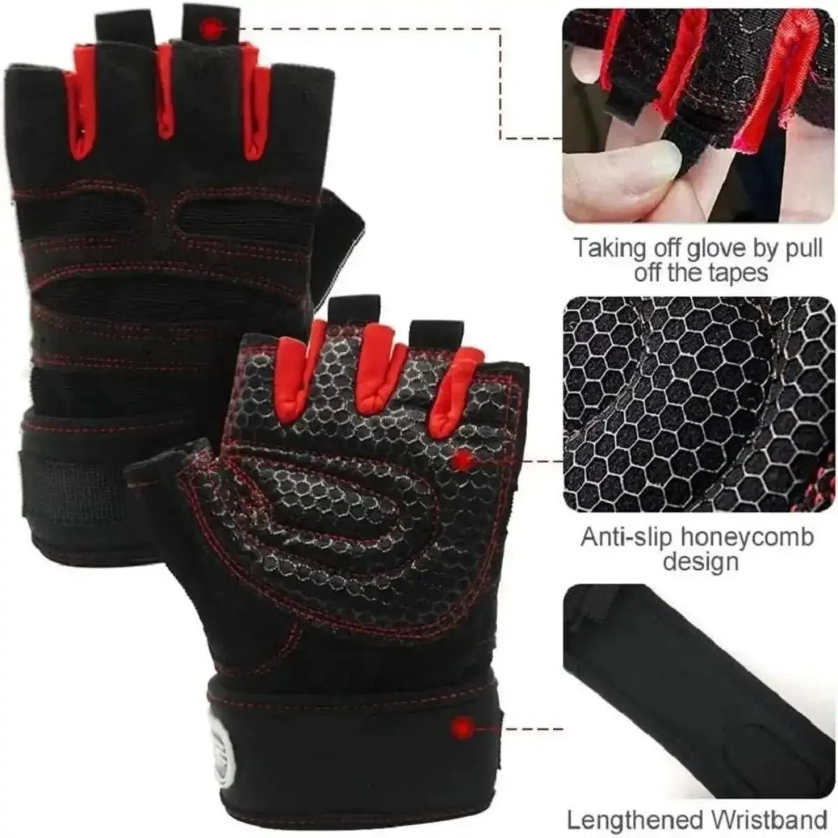 Gym Gloves for Men Women Fitness Weight Lifting Wristband Gloves Body Building Training Sports Exercise Cycling Glove Shockproof - KC’s Way‼️🥊