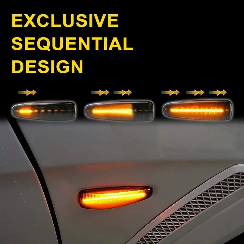 iJDM Sequential Blink Amber LED Side Marker Light For Mitsubishi Lancer Evo X Mirage Outlander Sport,Replace OEM Sidemarkers 12v - PureGlamSpin
