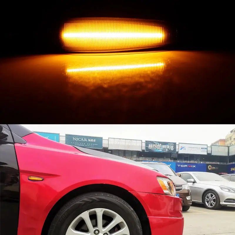 iJDM Sequential Blink Amber LED Side Marker Light For Mitsubishi Lancer Evo X Mirage Outlander Sport,Replace OEM Sidemarkers 12v - PureGlamSpin