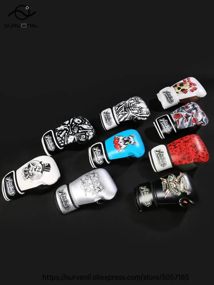 Kick Boxing Gloves 10/12/14oz/16oz PU Leather Professional Muay Thai MMA Kickboxing Glove Silver Sandbag Punch Training Gear - KC’s Way‼️🥊