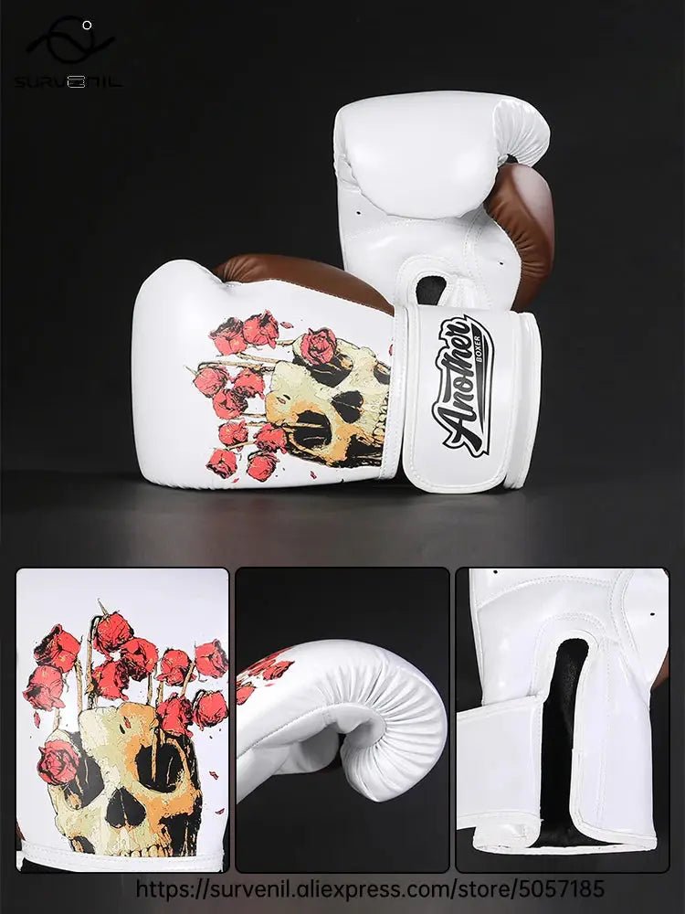 Kick Boxing Gloves 10/12/14oz/16oz PU Leather Professional Muay Thai MMA Kickboxing Glove Silver Sandbag Punch Training Gear - KC’s Way‼️🥊
