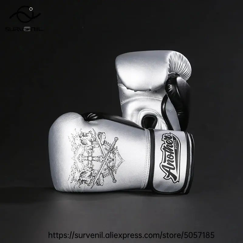 Kick Boxing Gloves 10/12/14oz/16oz PU Leather Professional Muay Thai MMA Kickboxing Glove Silver Sandbag Punch Training Gear - KC’s Way‼️🥊