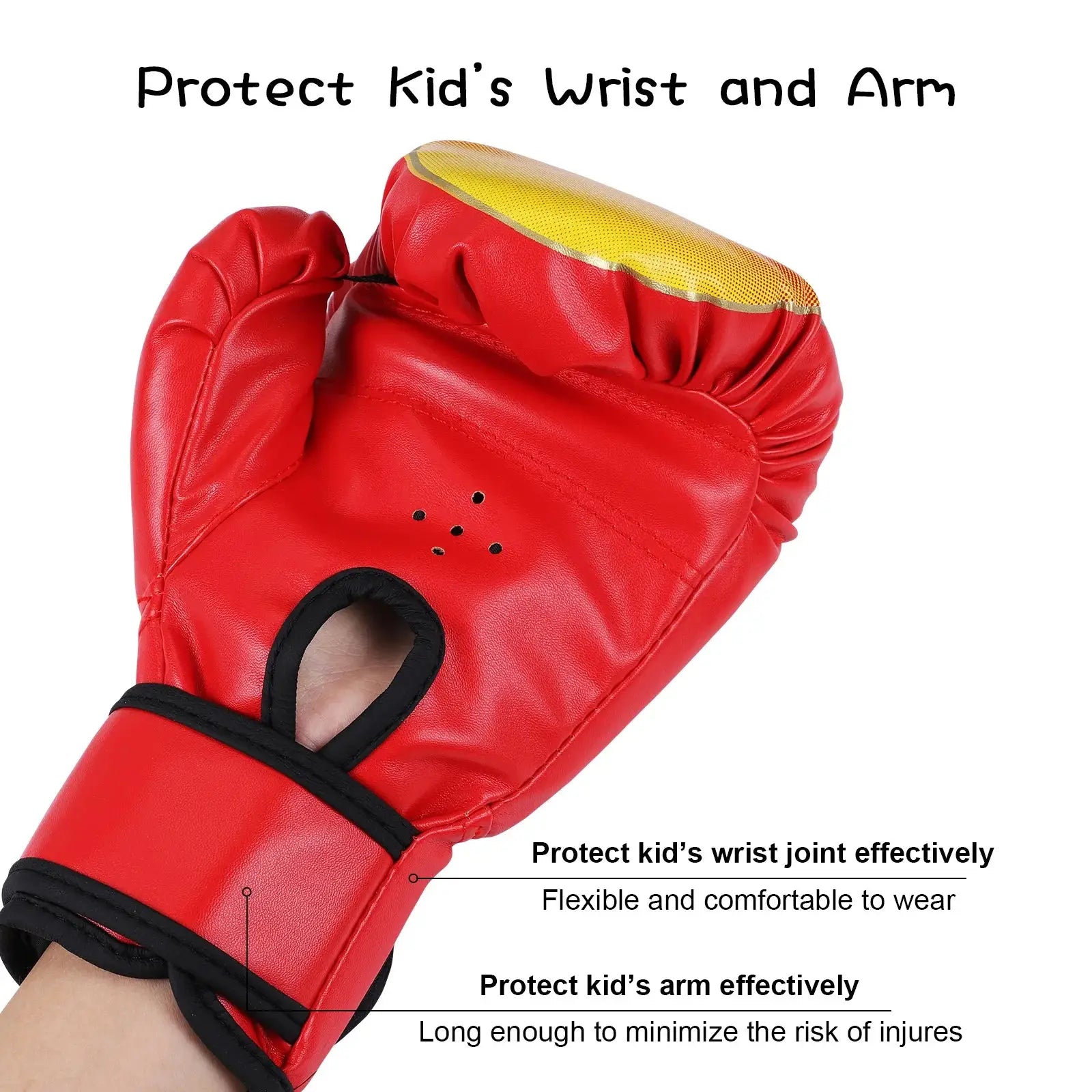 Kids Boxing Gloves Punch Training Adjustable Kickboxing Fighting Exercise Fitness Mitts Glove Hand Protector Blue - KC’s Way‼️🥊