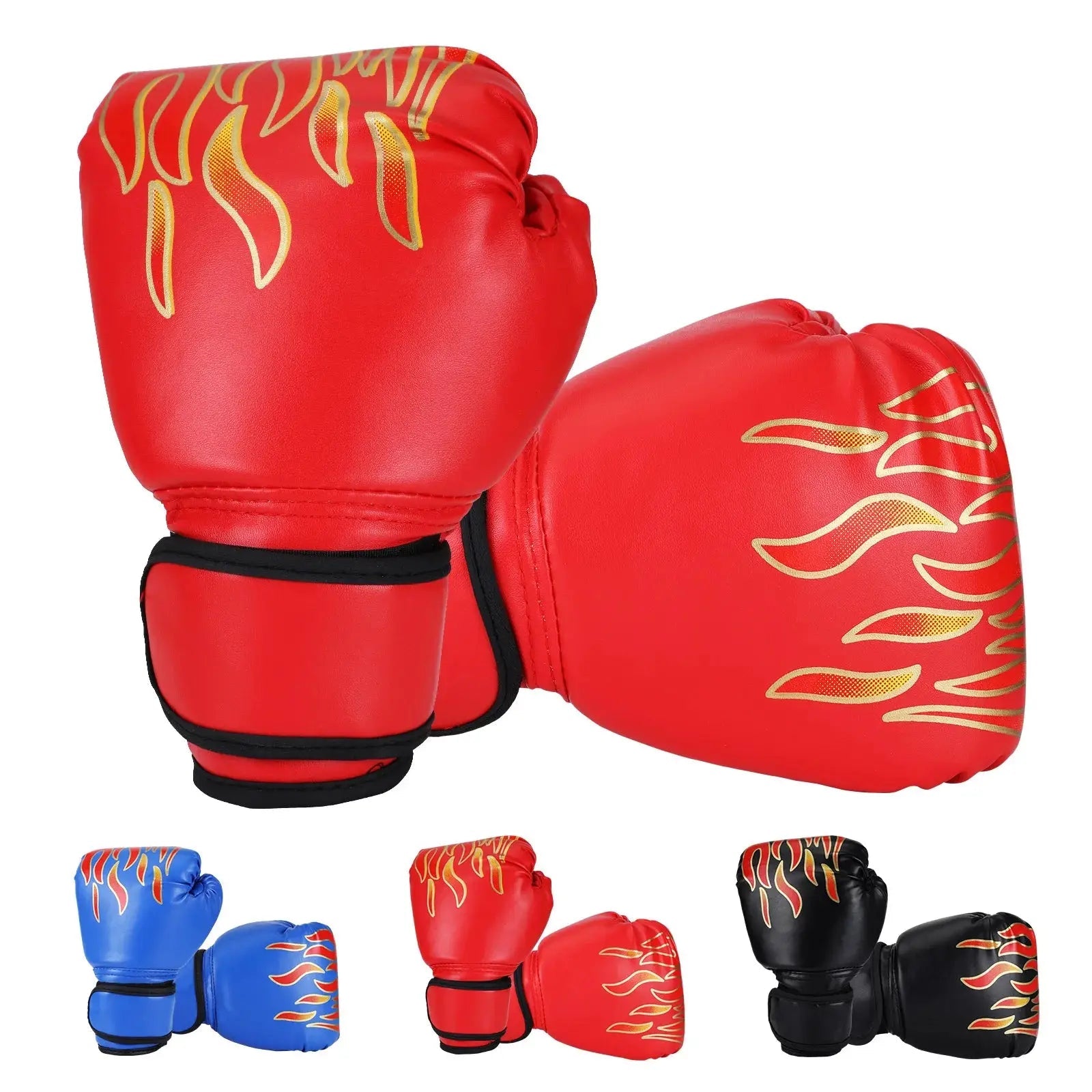 Kids Boxing Gloves Punch Training Adjustable Kickboxing Fighting Exercise Fitness Mitts Glove Hand Protector Blue - KC’s Way‼️🥊