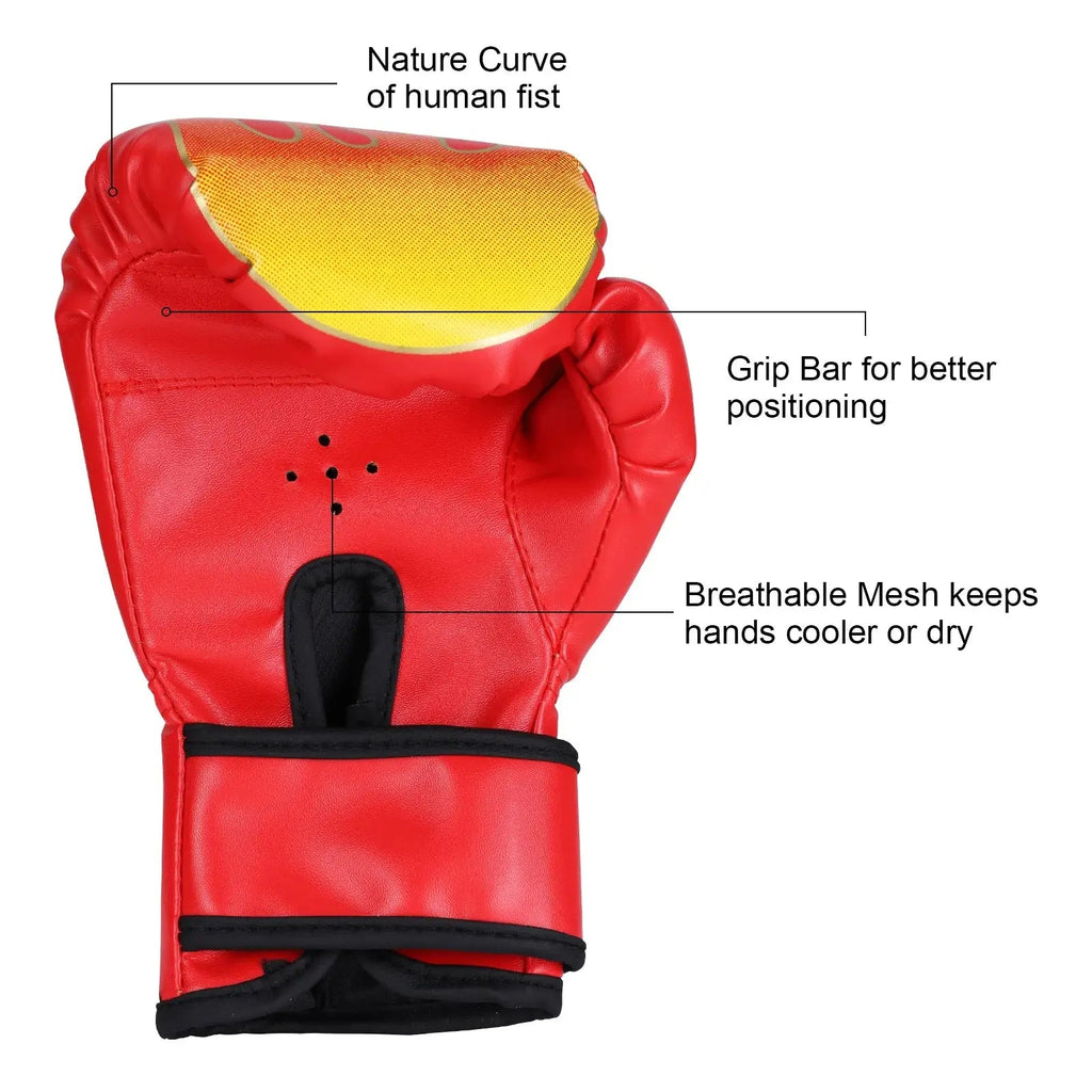 Kids Boxing Gloves Punch Training Adjustable Kickboxing Fighting Exercise Fitness Mitts Glove Hand Protector Blue - KC’s Way‼️🥊