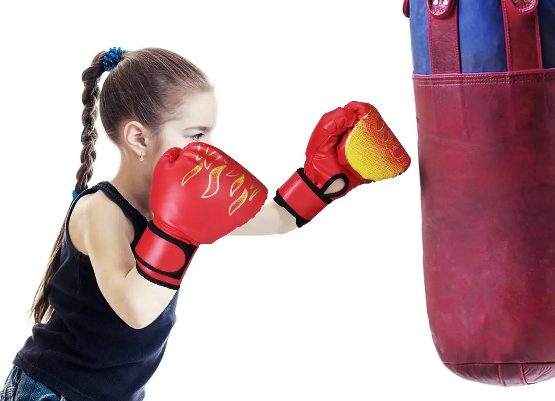 Kids Boxing Gloves Punch Training Adjustable Kickboxing Fighting Exercise Fitness Mitts Glove Hand Protector Blue - KC’s Way‼️🥊