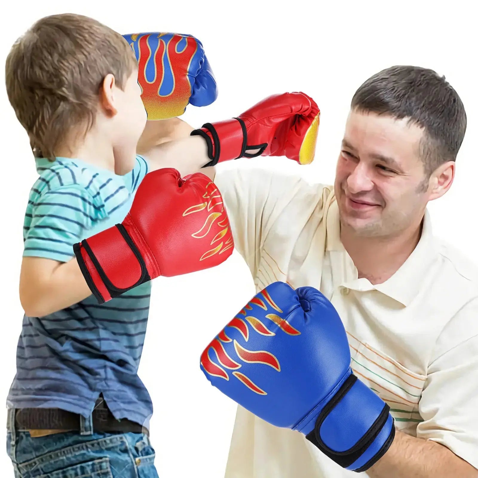 Kids Boxing Gloves Punch Training Adjustable Kickboxing Fighting Exercise Fitness Mitts Glove Hand Protector Blue - KC’s Way‼️🥊