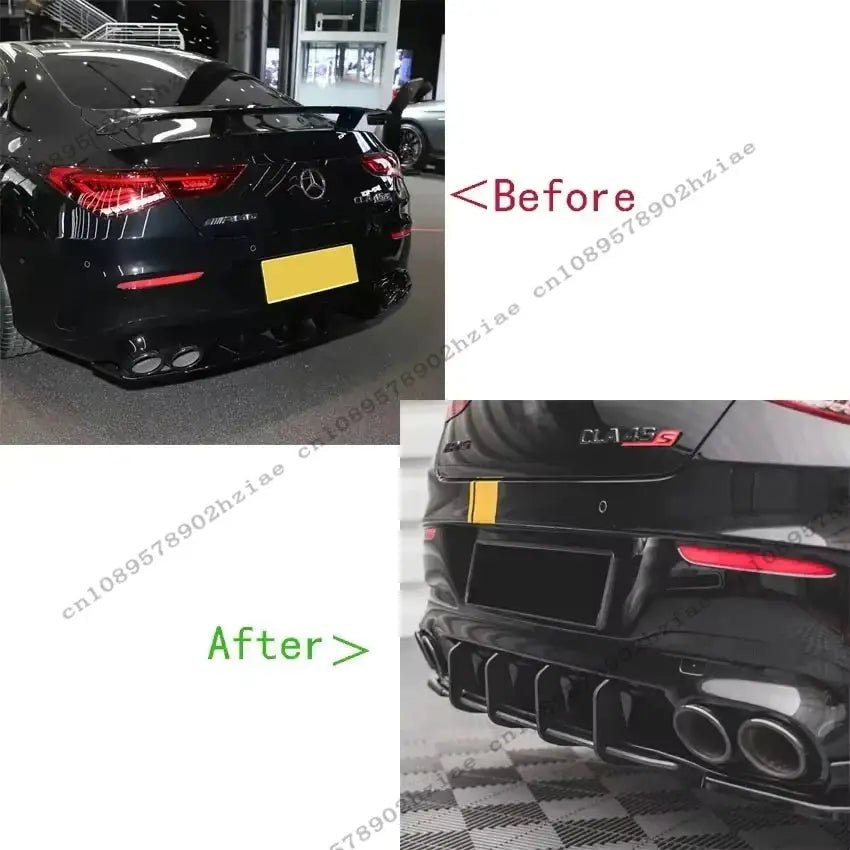 Maxton Style Rear Diffuser For Mercedes CLA Class C118 CLA35 CLA45 AMG 2019 - 2024 Gloss Black Rear airflow Splitters Accessories - PureGlamSpin