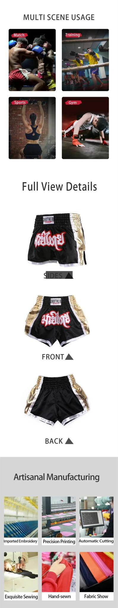 Men's Boxing Shorts Kickboxing Short Muay Thai Women Child Martial Arts Training Team Clothes Gym Grappling BJJ Cage Fight Pants - KC’s Way‼️🥊