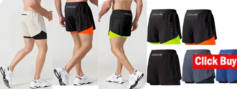 New Men Running Shorts Gym Sports Shorts 2 In 1 Quick Dry Workout Training Gym Fitness Jogging Short Pants Summer Men Shorts - KC’s Way‼️🥊