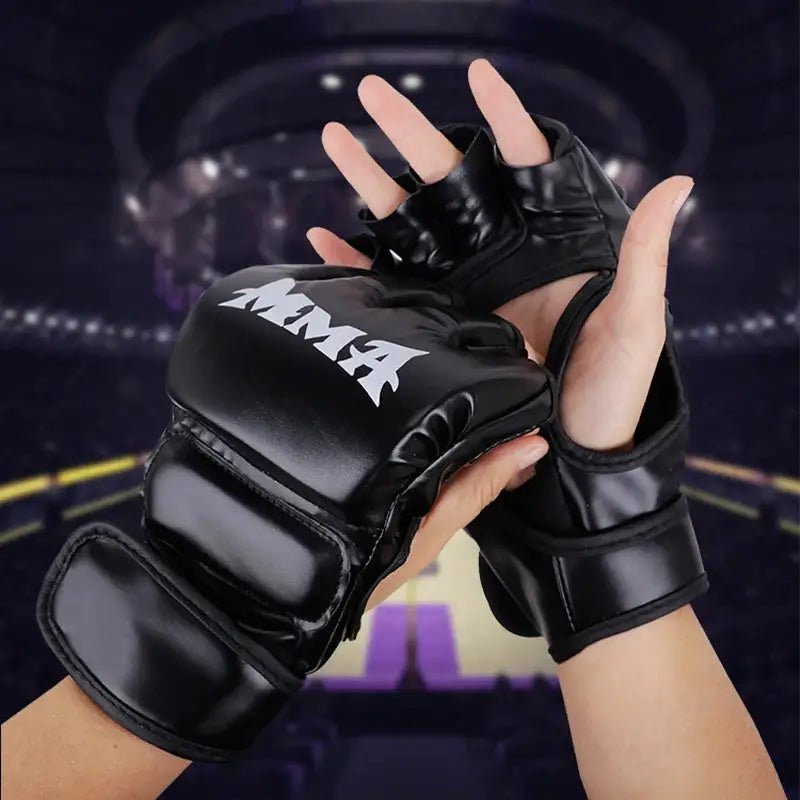 Professional Boxing Training Gloves Half Finger Leather Cushion for Adult Sanda Boxing Training Sandbag Knuckles - KC’s Way‼️🥊
