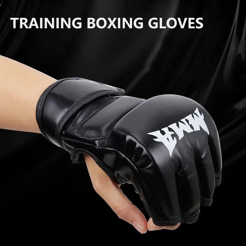 Professional Boxing Training Gloves Half Finger Leather Cushion for Adult Sanda Boxing Training Sandbag Knuckles - KC’s Way‼️🥊