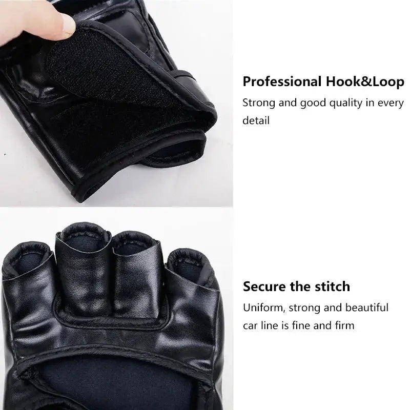 Professional Boxing Training Gloves Half Finger Leather Cushion for Adult Sanda Boxing Training Sandbag Knuckles - KC’s Way‼️🥊
