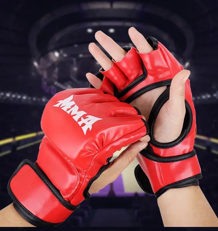 Professional Boxing Training Gloves Half Finger Leather Cushion for Adult Sanda Boxing Training Sandbag Knuckles - KC’s Way‼️🥊