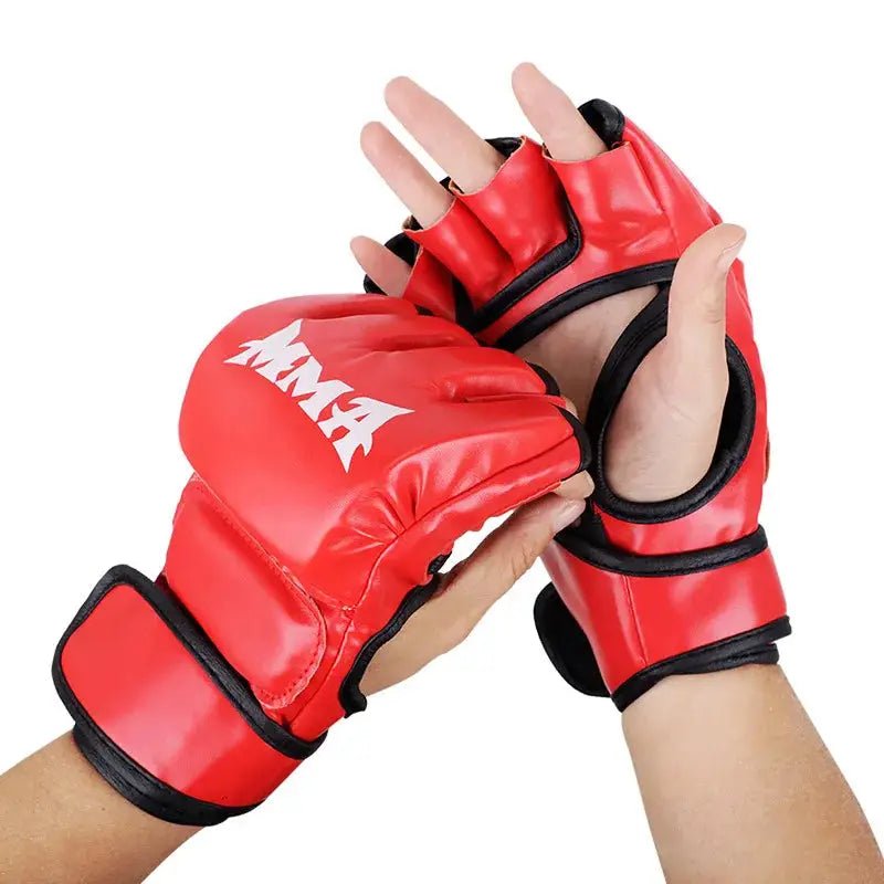 Professional Boxing Training Gloves Half Finger Leather Cushion for Adult Sanda Boxing Training Sandbag Knuckles - KC’s Way‼️🥊