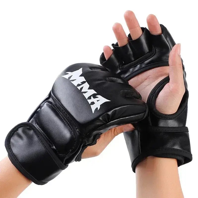 Professional Boxing Training Gloves Half Finger Leather Cushion for Adult Sanda Boxing UFC Training Sandbag Knuckles - KC’s Way‼️🥊