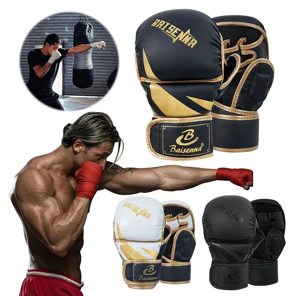 Professional MMA Boxing Gloves Half Finger Sandbag Karate Muay Thai Training Gloves PU Adult Kids Thickened Boxing Equipment - KC’s Way‼️🥊