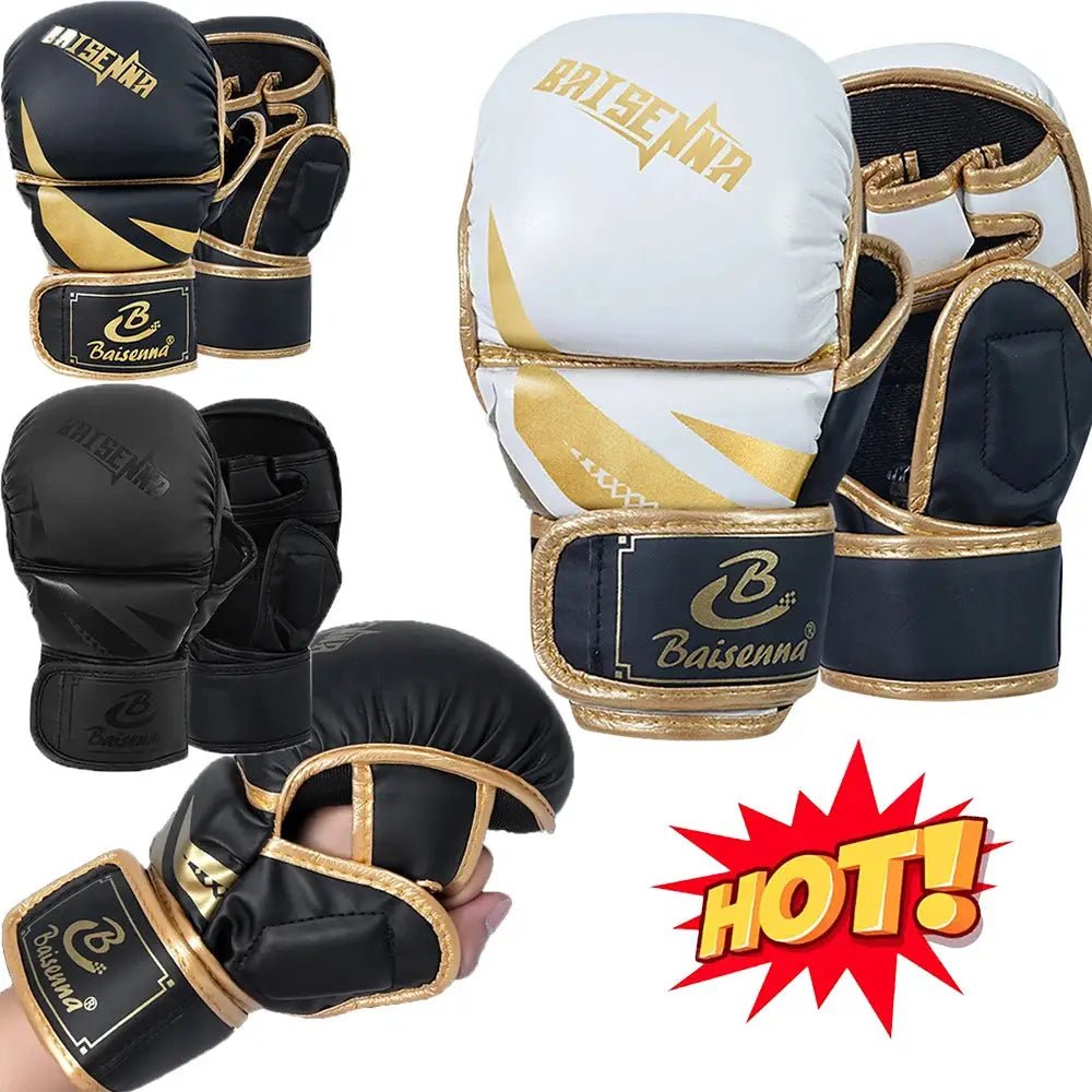 Professional MMA Boxing Gloves Half Finger Sandbag Karate Muay Thai Training Gloves PU Adult Kids Thickened Boxing Equipment - KC’s Way‼️🥊