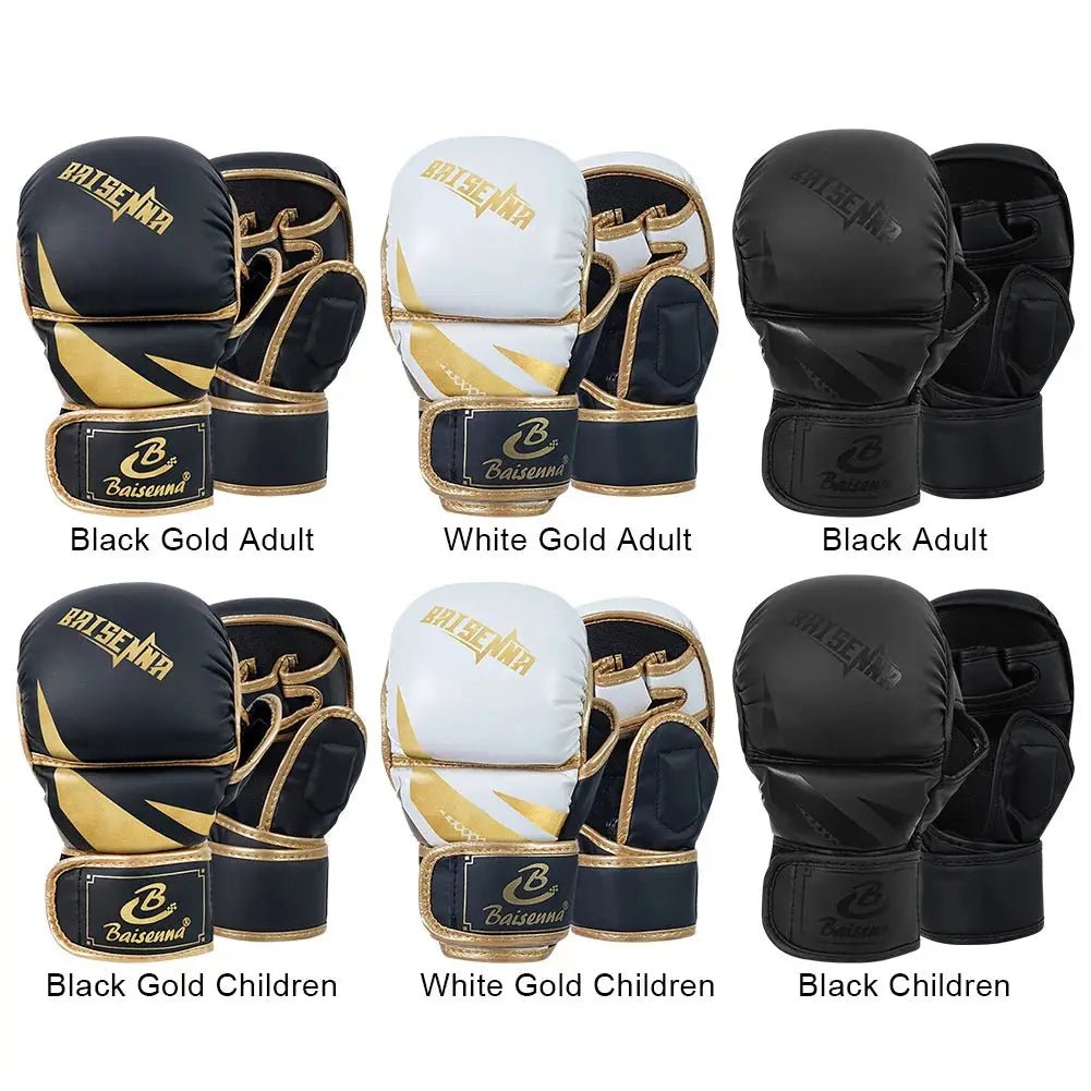 Professional MMA Boxing Gloves Half Finger Sandbag Karate Muay Thai Training Gloves PU Adult Kids Thickened Boxing Equipment - KC’s Way‼️🥊