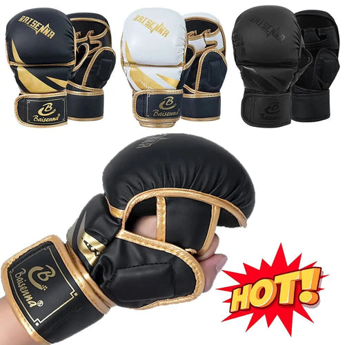 Professional MMA Boxing Gloves Half Finger Sandbag Karate Muay Thai Training Gloves PU Adult Kids Thickened Boxing Equipment - KC’s Way‼️🥊