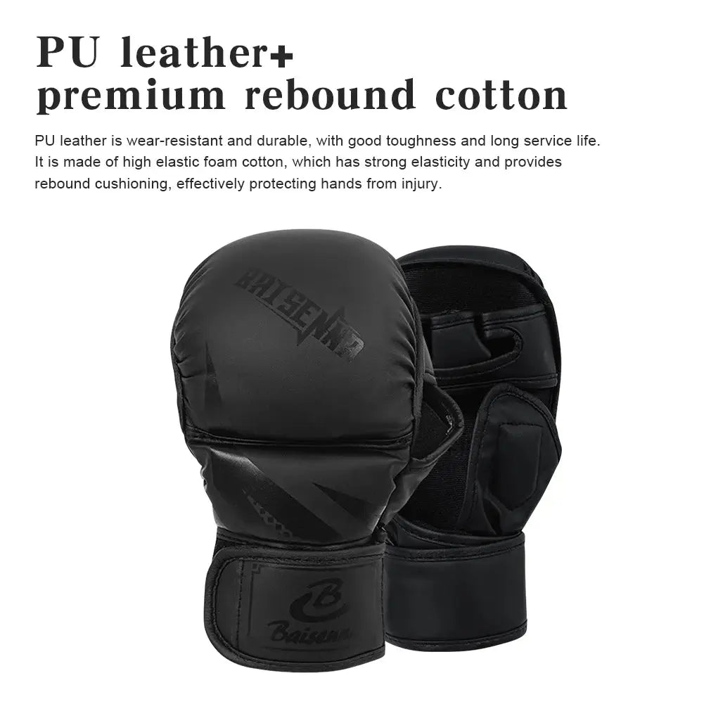 Professional MMA Boxing Gloves Half Finger Sandbag Karate Muay Thai Training Gloves PU Adult Kids Thickened Boxing Equipment - KC’s Way‼️🥊