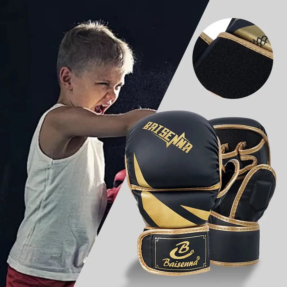 Professional MMA Boxing Gloves Half Finger Sandbag Karate Muay Thai Training Gloves PU Adult Kids Thickened Boxing Equipment - KC’s Way‼️🥊