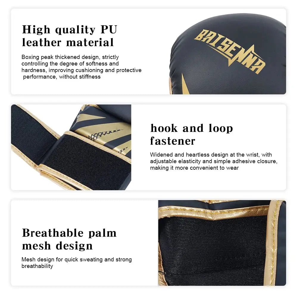 Professional MMA Boxing Gloves Half Finger Sandbag Karate Muay Thai Training Gloves PU Adult Kids Thickened Boxing Equipment - KC’s Way‼️🥊