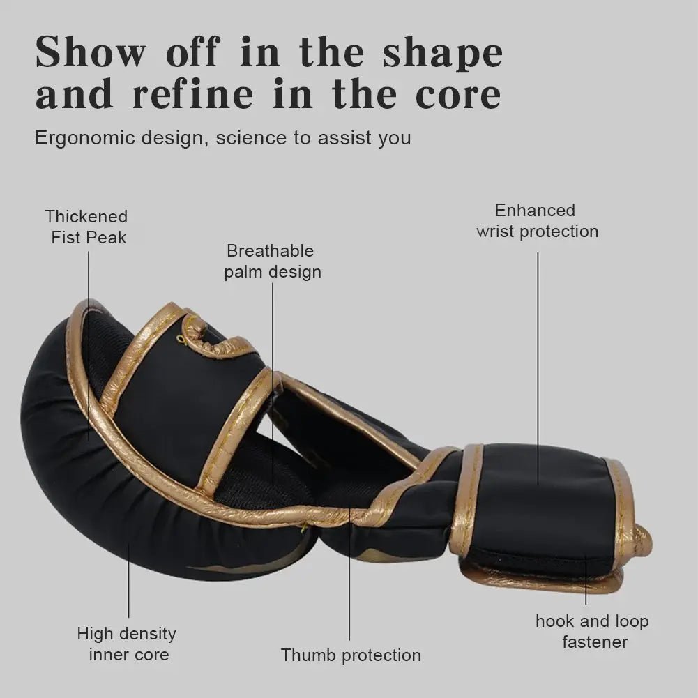 Professional MMA Boxing Gloves Half Finger Sandbag Karate Muay Thai Training Gloves PU Adult Kids Thickened Boxing Equipment - KC’s Way‼️🥊