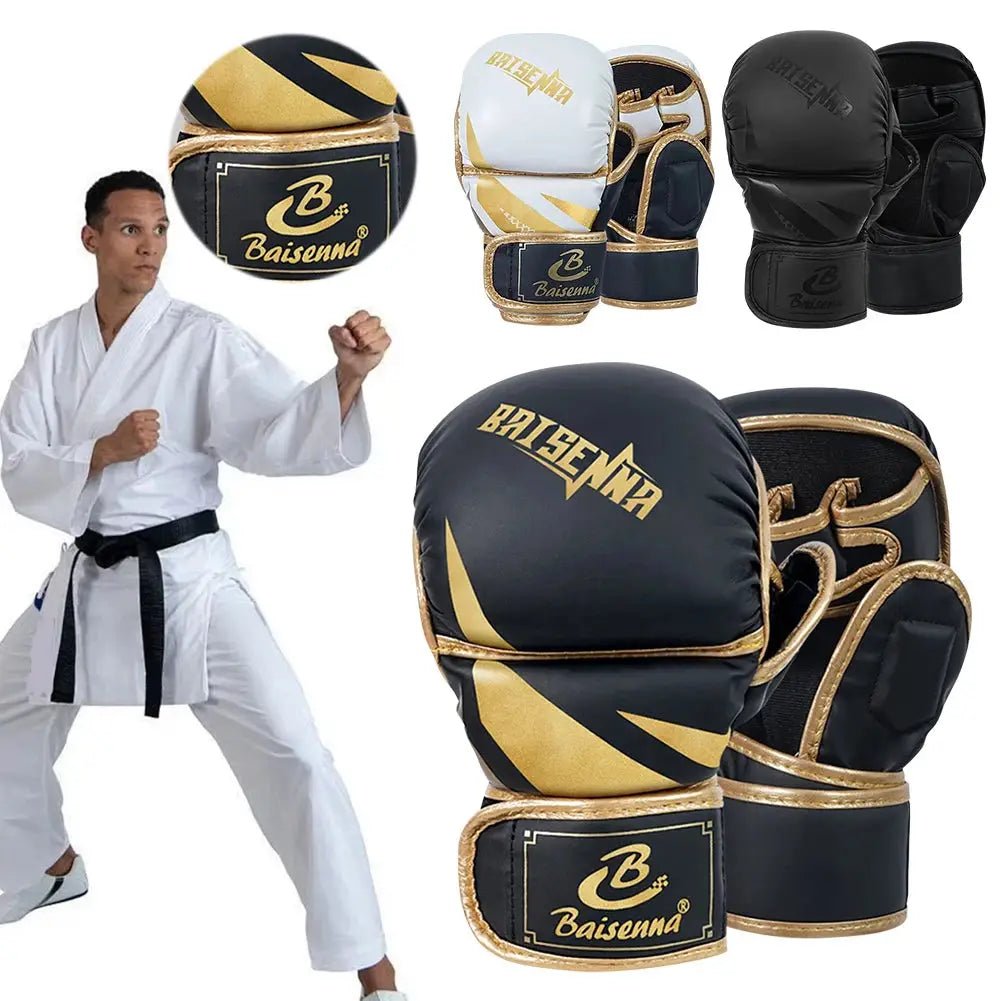 Professional MMA Boxing Gloves Half Finger Sandbag Karate Muay Thai Training Gloves PU Adult Kids Thickened Boxing Equipment - KC’s Way‼️🥊