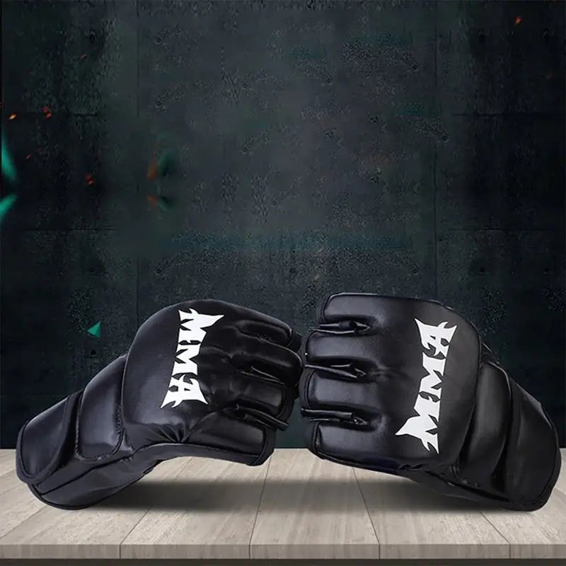 PU Half Finger Boxing Gloves PU Leather MMA Fighting Kick Boxing Gloves Karate Muay Thai Training Workout Gloves Training Gear - KC’s Way‼️🥊