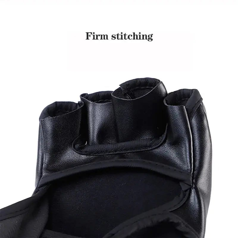 PU Half Finger Boxing Gloves PU Leather MMA Fighting Kick Boxing Gloves Karate Muay Thai Training Workout Gloves Training Gear - KC’s Way‼️🥊