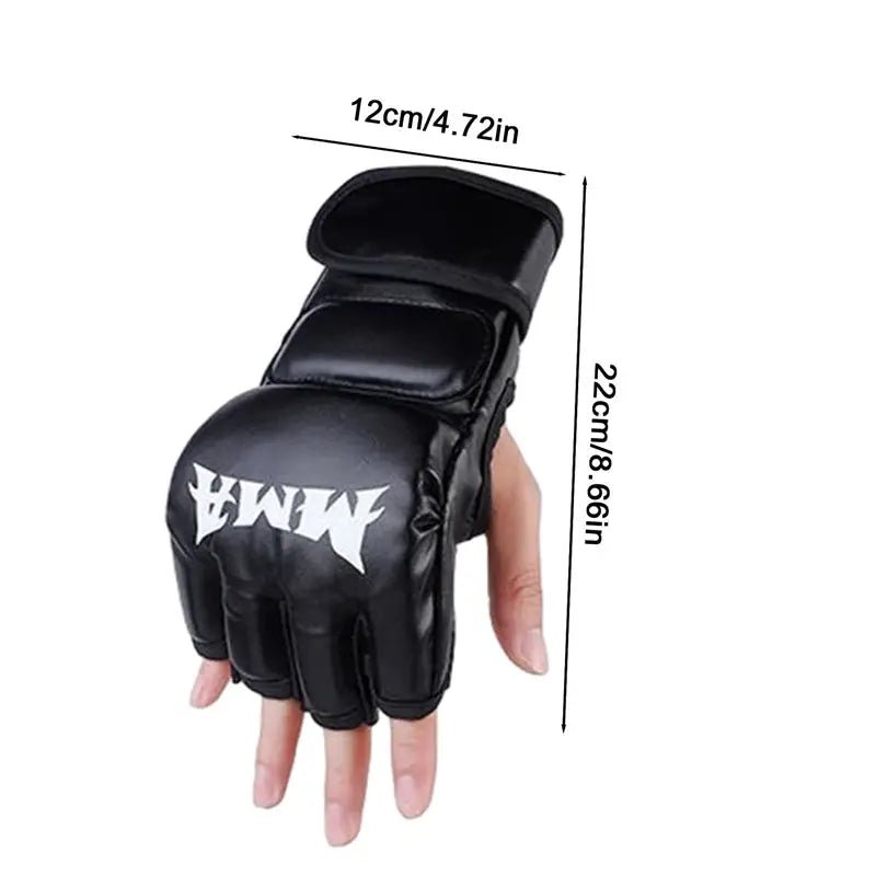 PU Half Finger Boxing Gloves PU Leather MMA Fighting Kick Boxing Gloves Karate Muay Thai Training Workout Gloves Training Gear - KC’s Way‼️🥊