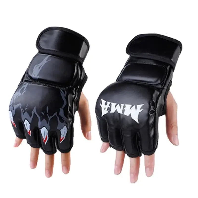PU Half Finger Boxing Gloves PU Leather MMA Fighting Kick Boxing Gloves Karate Muay Thai Training Workout Gloves Training Gear - KC’s Way‼️🥊