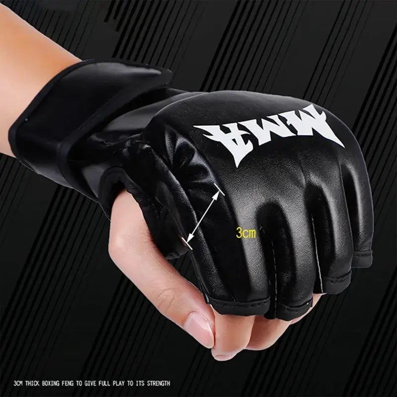 PU Half Finger Boxing Gloves PU Leather MMA Fighting Kick Boxing Gloves Karate Muay Thai Training Workout Gloves Training Gear - KC’s Way‼️🥊