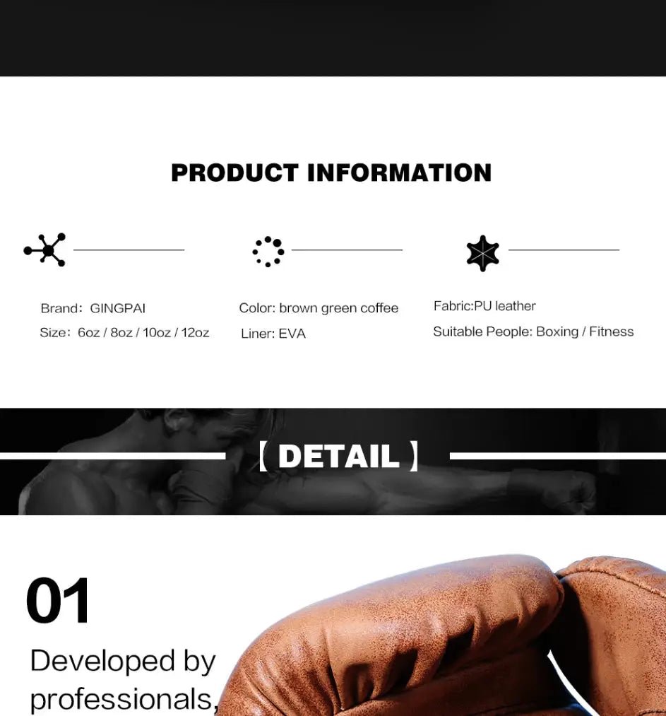 Retro Color Adult Kids Women/Men Boxing Gloves Pu Leather MMA Muay Thai Boxe De Luva Mitts Sanda GYM Equipment 6 8 10 12OZ Boks - KC’s Way‼️🥊