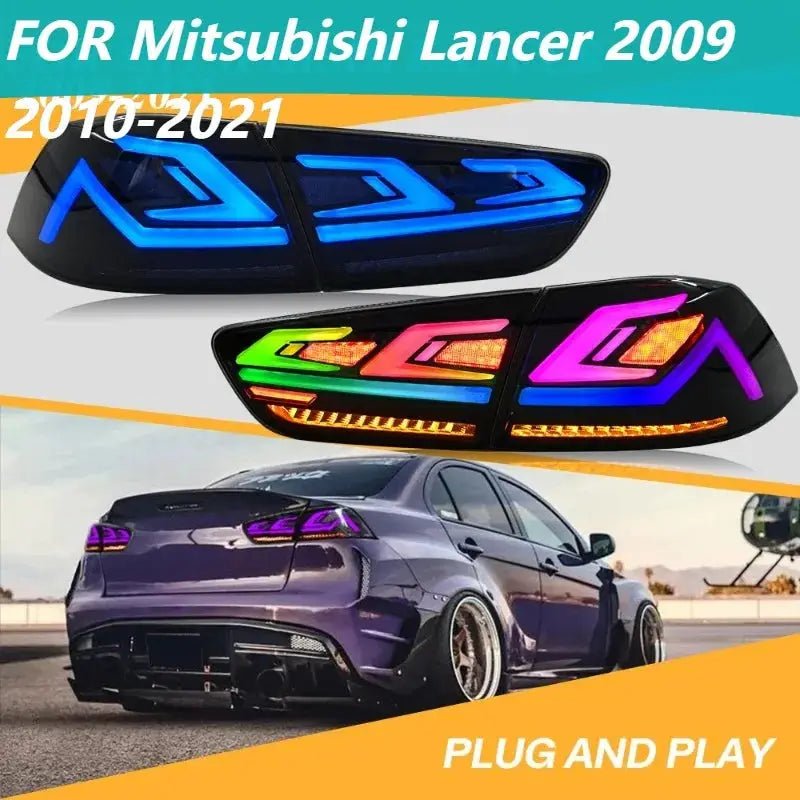 RGB LED Tail Lights For Mitsubishi Lancer 2009 2010 - 2021, DRL Rear Lamps - PureGlamSpin