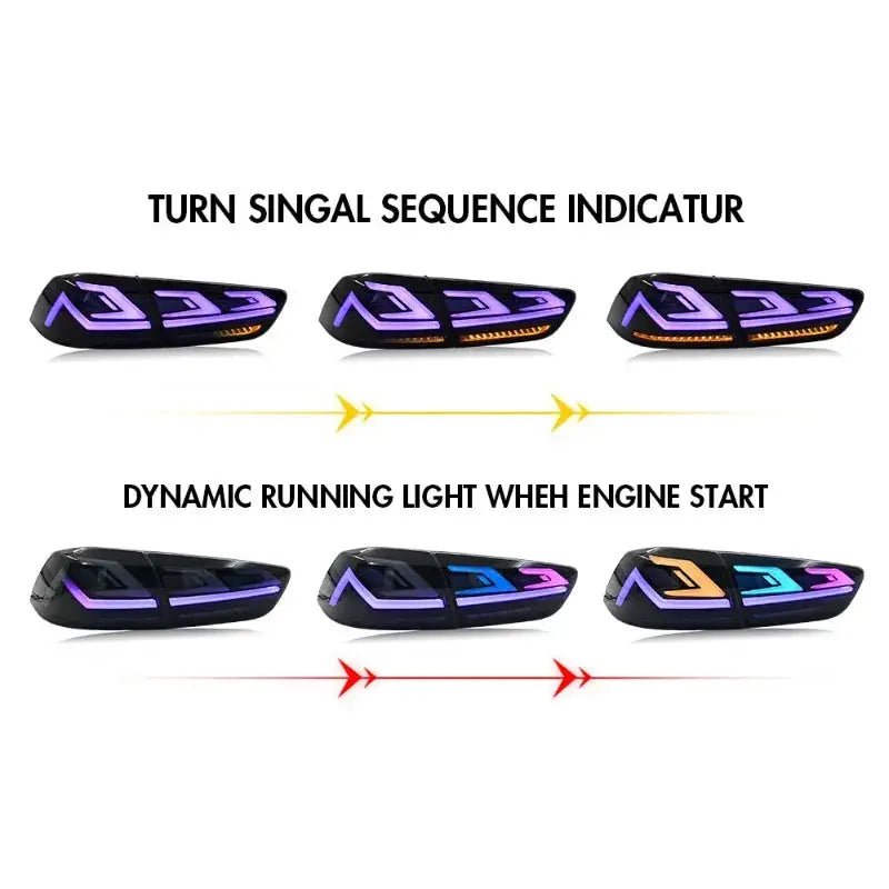 RGB LED Tail Lights For Mitsubishi Lancer 2009 2010 - 2021, DRL Rear Lamps - PureGlamSpin