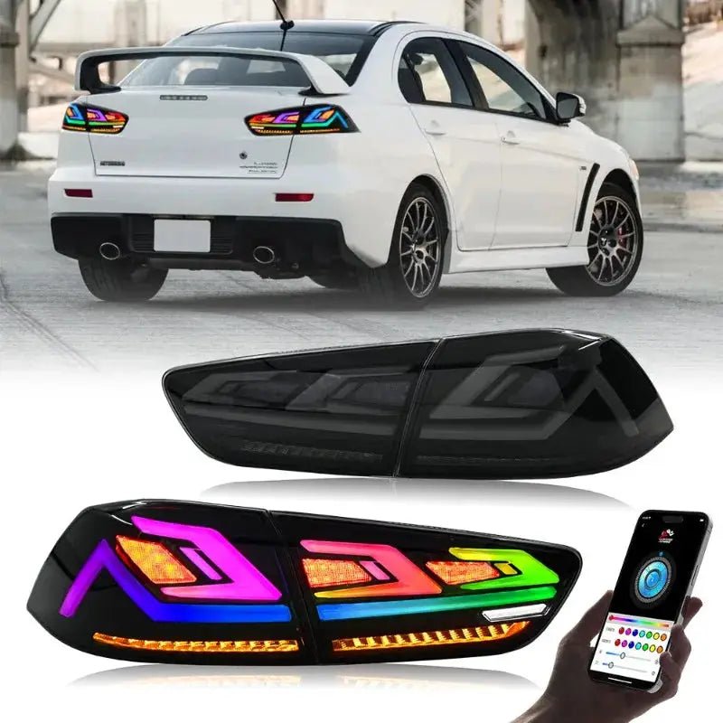 RGB LED Tail Lights For Mitsubishi Lancer 2009 2010 - 2021, DRL Rear Lamps - PureGlamSpin