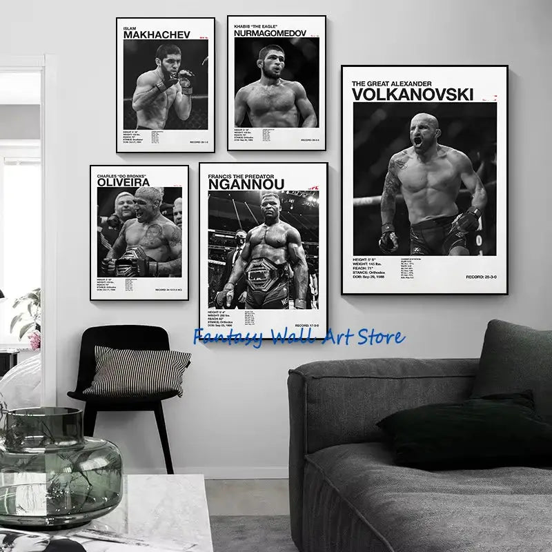 World Famous Boxing Players The Best Boxing Athlete Minimalist Black and White Poster Canvas Painting Wall Pictures Home Decor - KC’s Way‼️🥊